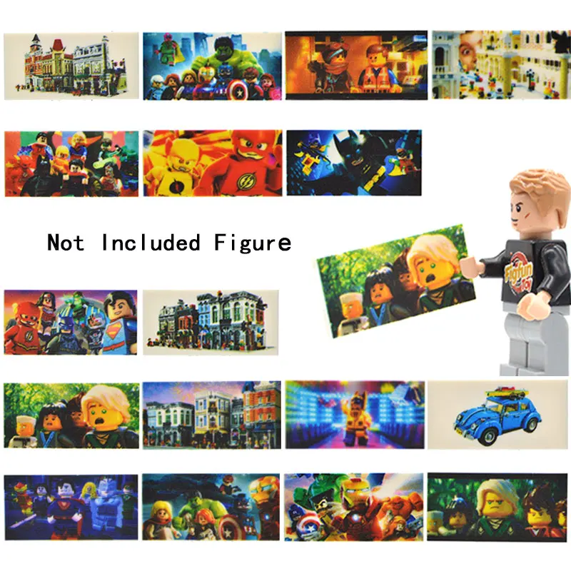 17 шт./лот MOC плакат Кирпич 2x4 фильм Superheros цифры Ironman, Росомаха, Халк, Ect печатных строительные блоки игрушки для детей