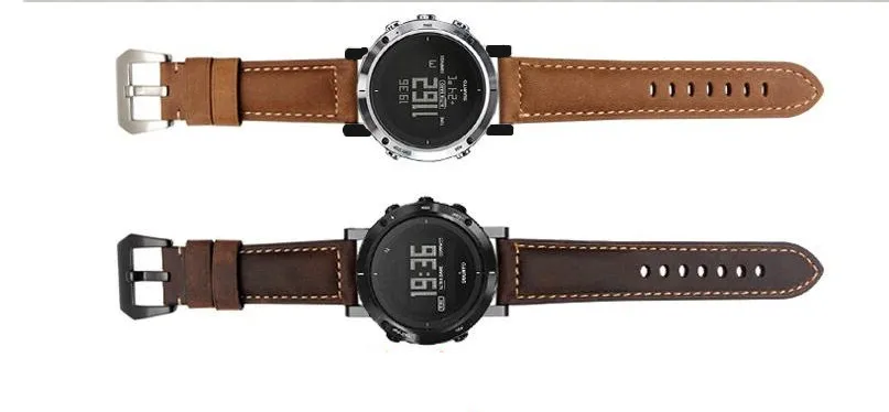 Кожаный ремешок для Suunto Core band Crazy Horse с застежкой PVD + адаптером|strap back|strap heart rate