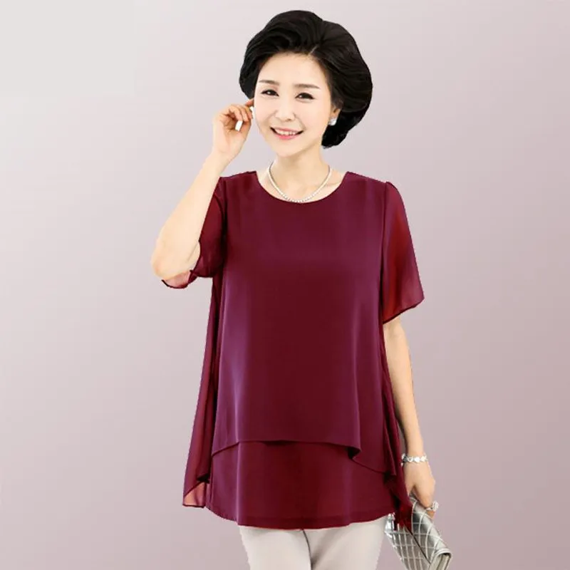 Женские летние блузки оверсайз свободная одежда для мамы большие размеры