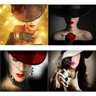 Алмазная мозаика 5D сделай сам, шляпа, Женская Алмазная вышивка, полная круглаяквадратная мозаика, вышивка крестиком, домашний декор, ручное искусство, подарок