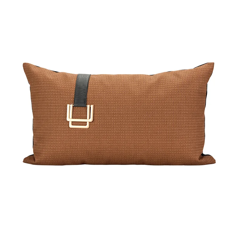 

Gold Metal Accessories Cushion Cover forLiving Room Home Decor Solid Yellow Waist Pillowcase Light Luxury Pillow Cover