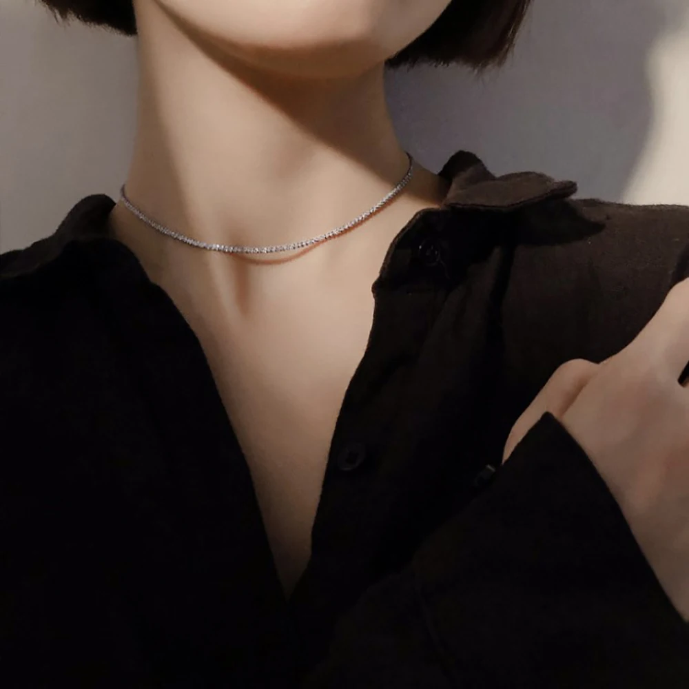 

Shiny Silver Light Choker Fairy Necklace Women Light Banquet Iuxury Korean Version Jewellery Christmas Party New Clavicle Choker