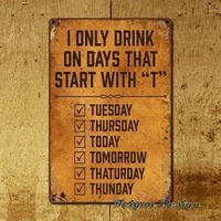 funny drink days beer wine metal wall sign hanging tin signs home cafe pub bar wall art decor
