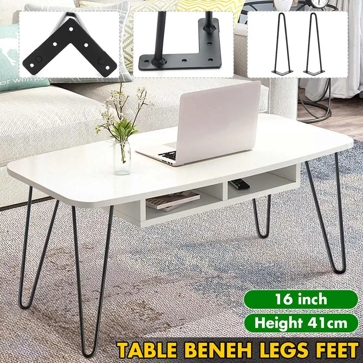 

4pcs Metal Table Desk Legs Furniture Legs 41cm Hairpin Legs Anti-Slip Sofa Cabinet Bed Table Leg Home furniture accessories