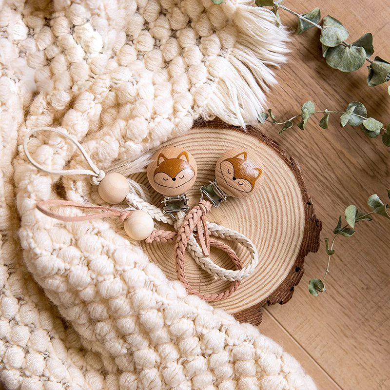 Деревянный Прорезыватель плетеные соски цепи деревянные бусины Выгравированные