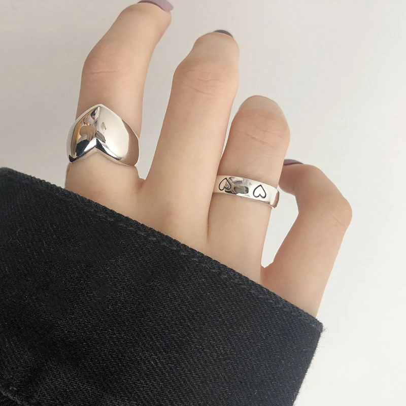 

Vintage Smooth Love Heart Ring For Women Trendy Opening Finger Punk Rings Aesthetic Jewelry Birthday Gift Dropshipping Center
