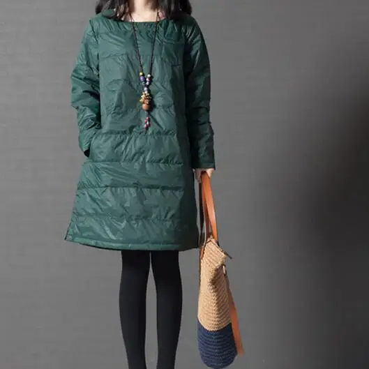 Женское винтажное стеганое платье свободное с длинным рукавом модель DC431 на