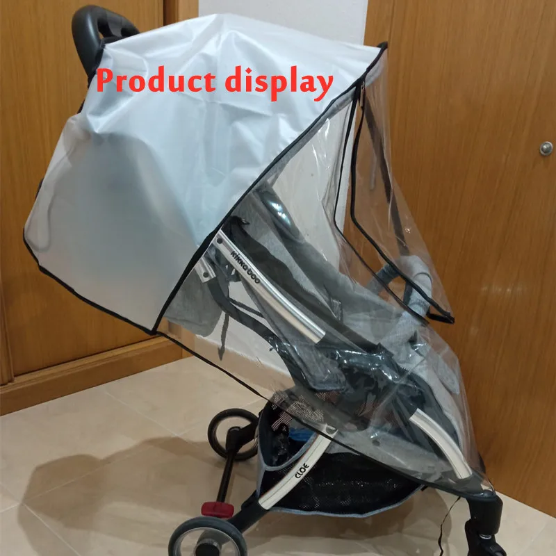 Enlarge EVA Baby Stroller Accessories Waterproof Rain Cover Transparent Wind Dust Shield Zipper Open For Pushchairs Raincoat