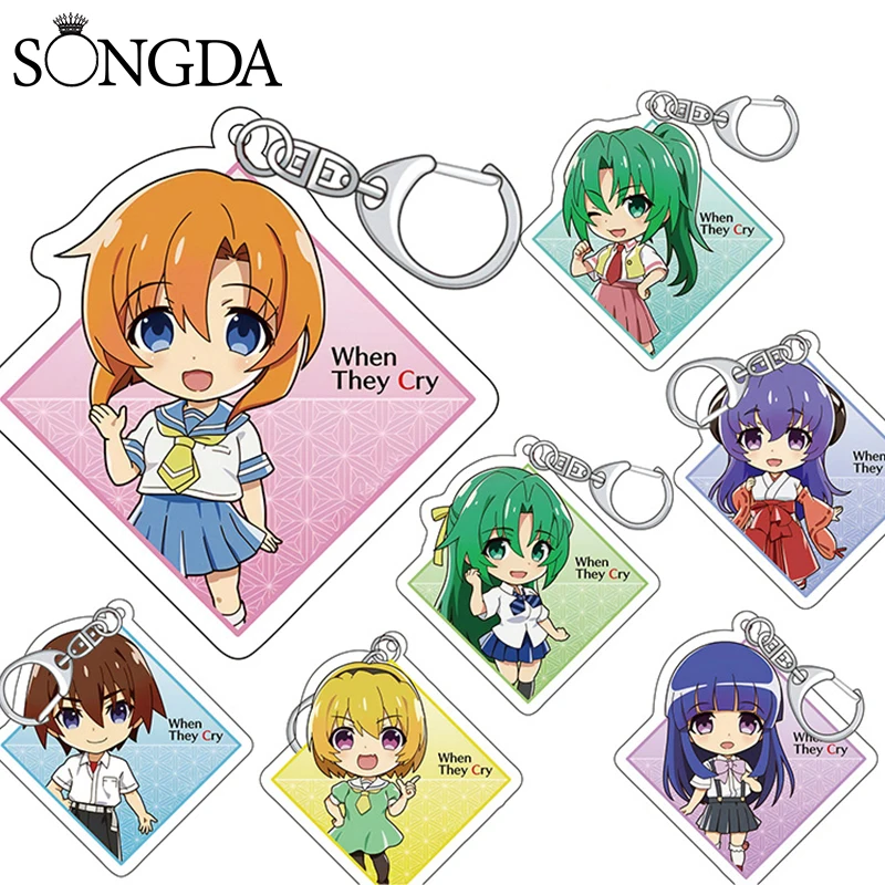 

Higurashi When They Cry Keychain Cute Game Character Acrylic Keyring Pendant for Bag Key Keychains Women Anime Accessories Gift