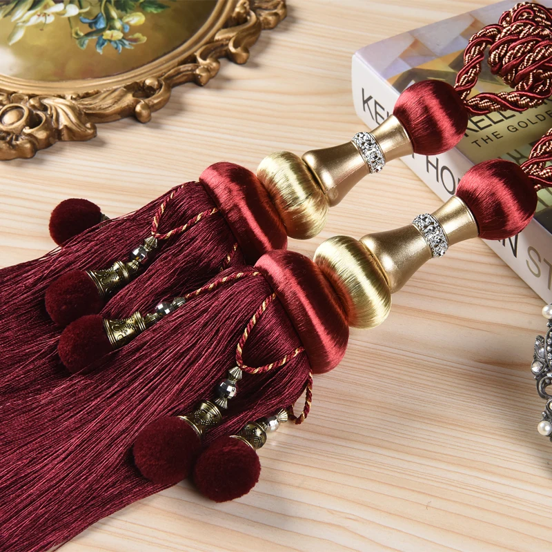 

2 Pcs European Curtain Haing Ball Curtain Tassels Curtain Tiebacks Bandages Brushes Curtain Accessories