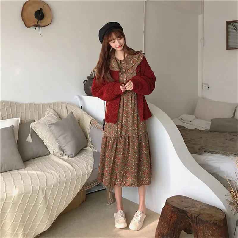 Женское винтажное платье Alien Kitty корейское ретро с цветочным принтом элегантное и