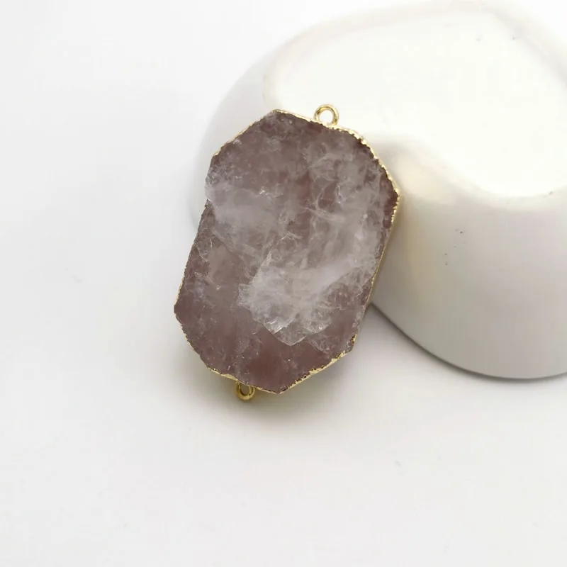 Уникальный 1 шт. розовый кристалл золотого цвета неправильной формы овальный