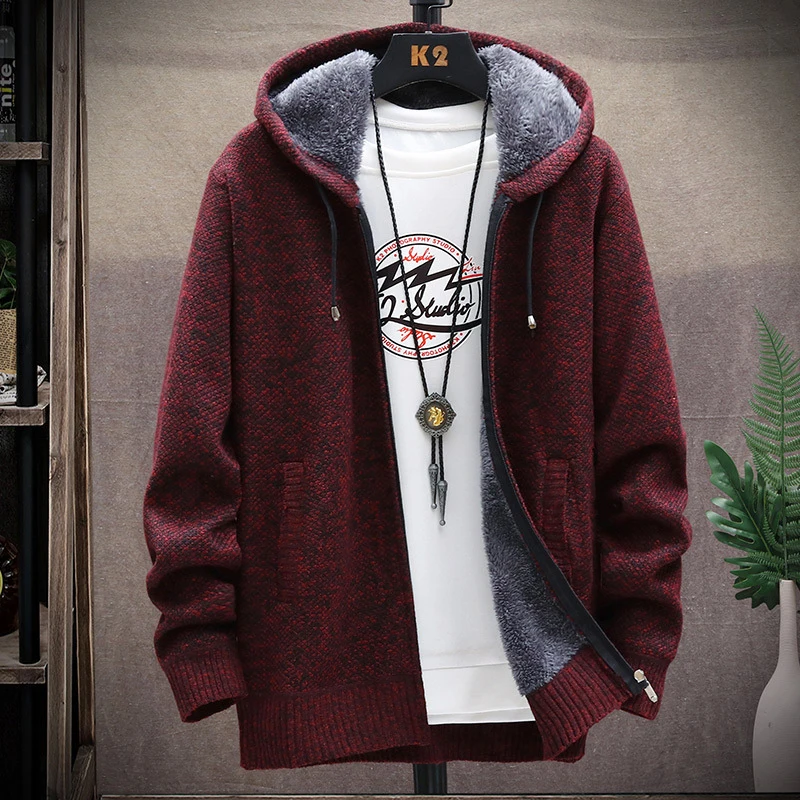 

Sweater Cardigan Men Mid Length Hooded Cardigans Spring Autumn Mens Clothes Lightweight Jacket Plus Size Hooded Knitted Jackets