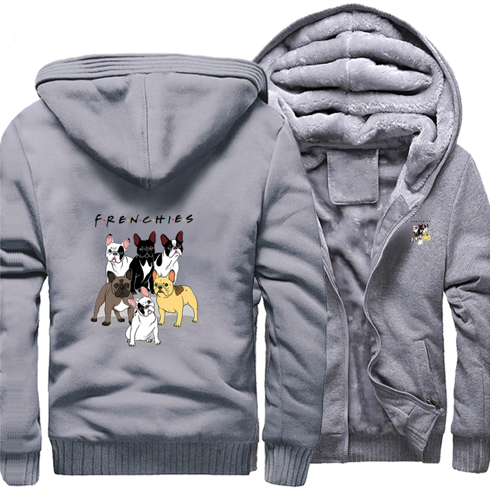 

FRENCHIES, Kawaii, животные, шесть бульдогов, повседневные, уличные толстовки, пальто, Мужская Уличная Толстовка с принтом, зимние, теплые, толстые, п...