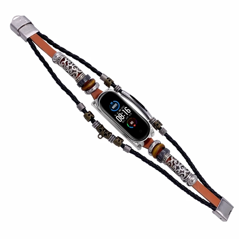 Модный Ретро ремешок для xiao Mi Band 5 кожаный браслет аксессуары