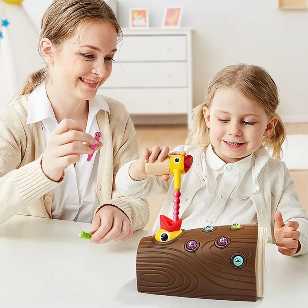 

Kids Wooden Toys Woodpecker Catch Worms Games Animal Feeding Montessori Educational Creature Stacking Blocks Interactive Toys