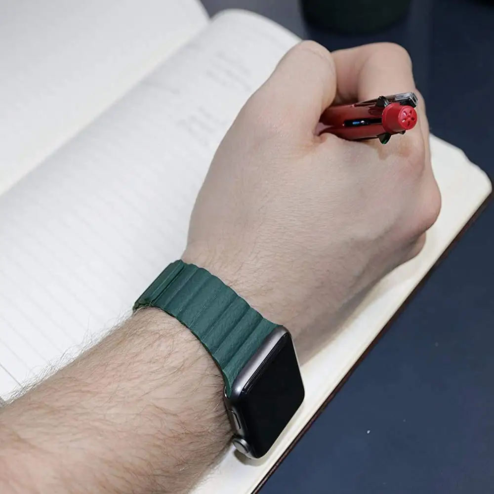 Кожаный ремешок для Apple Watch 42 мм 38 40 44 магнитный браслет iWatch Serie 6 5 4 SE 3 2 Аксессуары |
