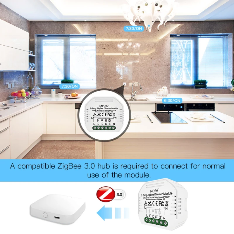 

Умный диммер Zigbee, мини-переключатель «сделай сам» с 2 клавишами, таймером, голосовым управлением через приложение Smartlife/Tuya и Alexa Google Home