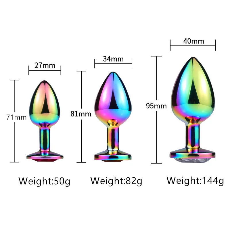 Rainbow Rose gold pink Small Medium large size Heart shape Crystal Metal anal beads butt plug Jewelry sex toy for female male | Красота и