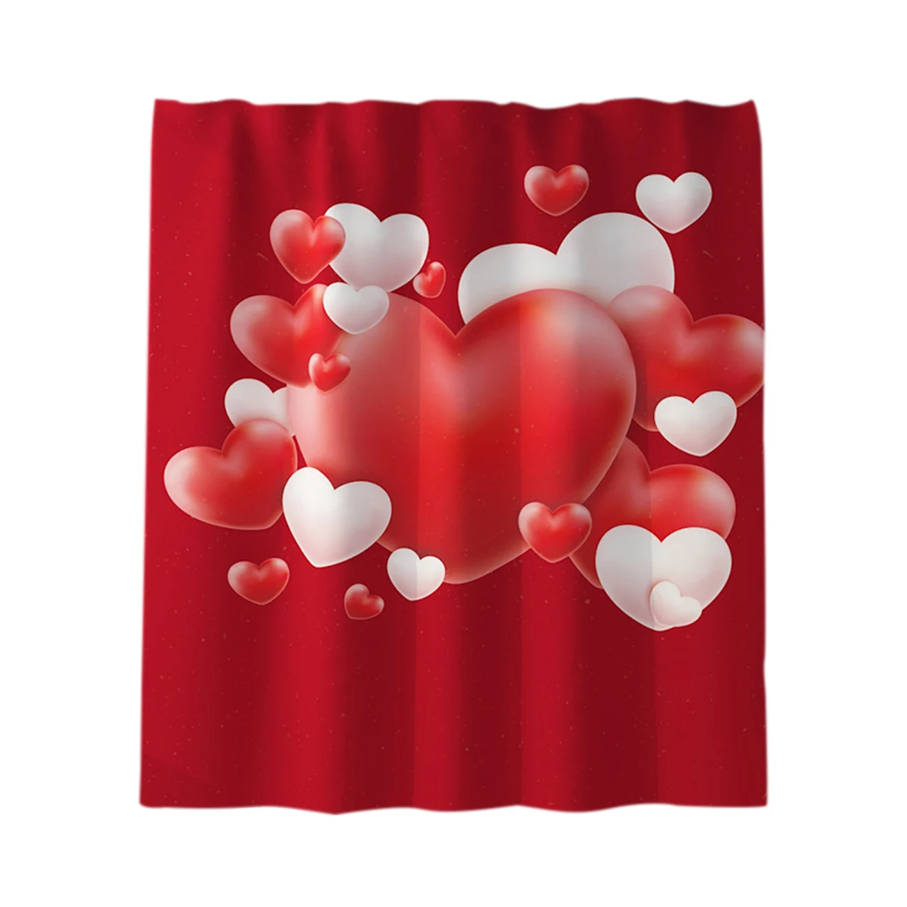 

Valentine's Day Romantic Red Heart-Shaped Waterproof Polyester Shower Curtains Bathroom Accessories 12 Hook 71 x 71 inches