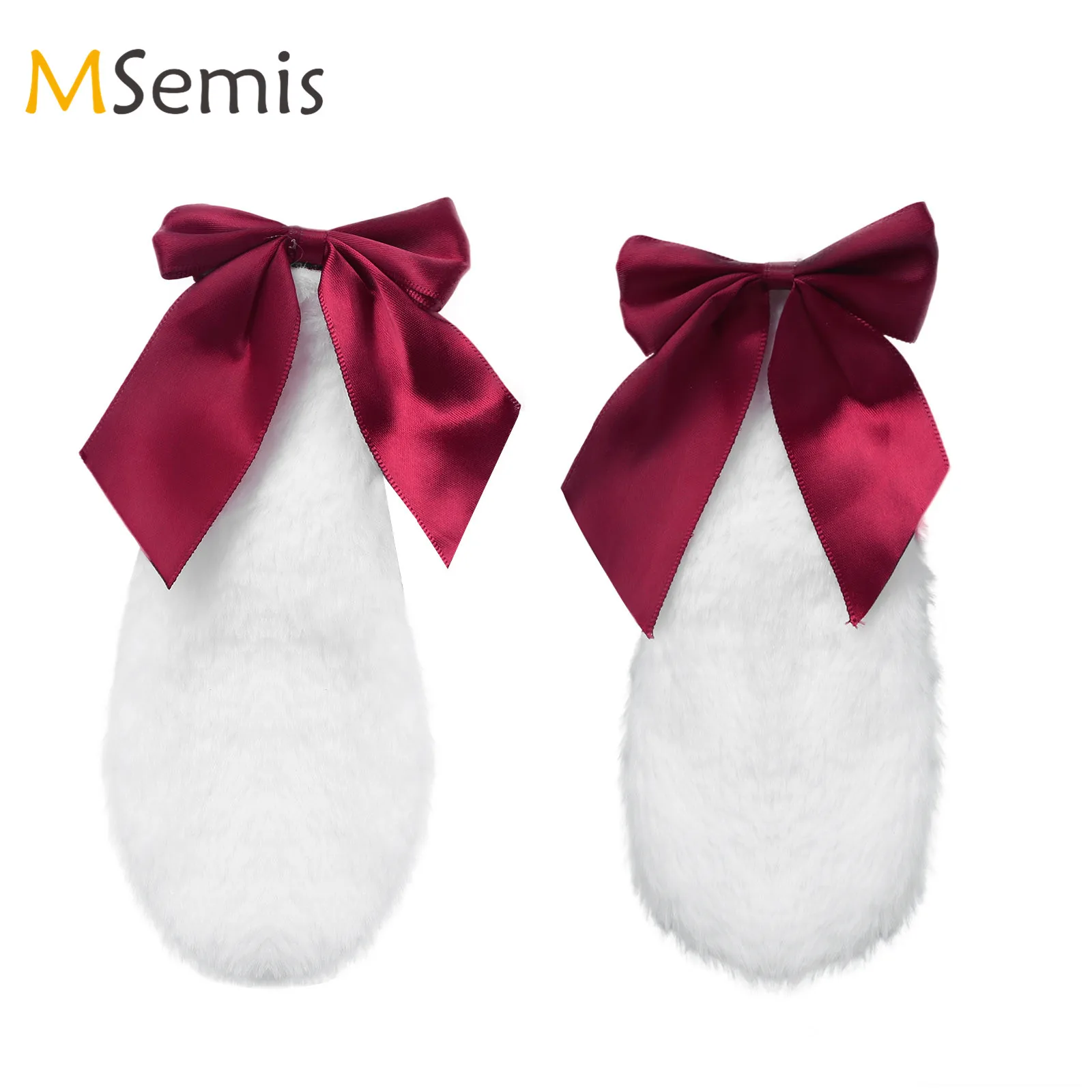 

Adorable Rabbit Plush Lop Ears Hair Clip Roleplay Headwear with Bowknot Girls Hair Clamp Accessories for Lolita Cosplay Party