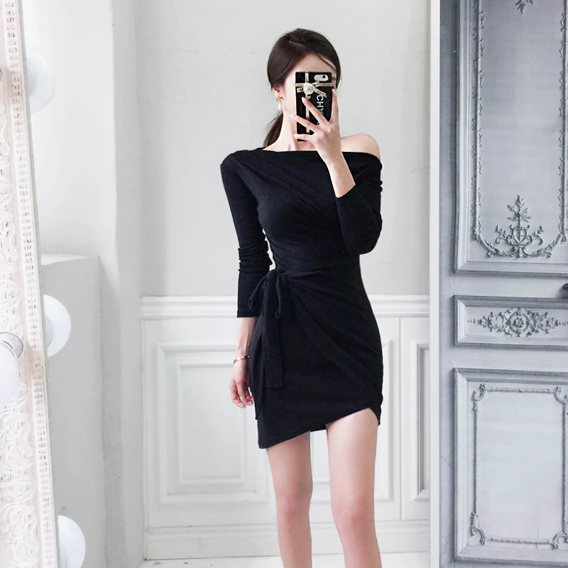 

Сексуальное платье, женское черное платье с вырезом-лодочкой, элегантное короткое вечернее Вечерние