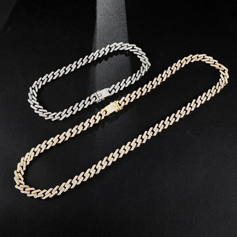 Хип-хоп, 1 комплект, 13 мм, Bling Iced Out, циркон, кубинский, полный, проложить горный хрусталь, мужской браслет, ожерелье Золотое серебро для Мужчин, Ювелирные изделия