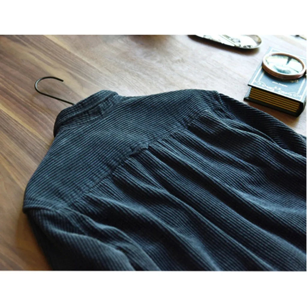 Мужская зимняя Вельветовая рубашка с длинным рукавом и отложным воротником Harajuku