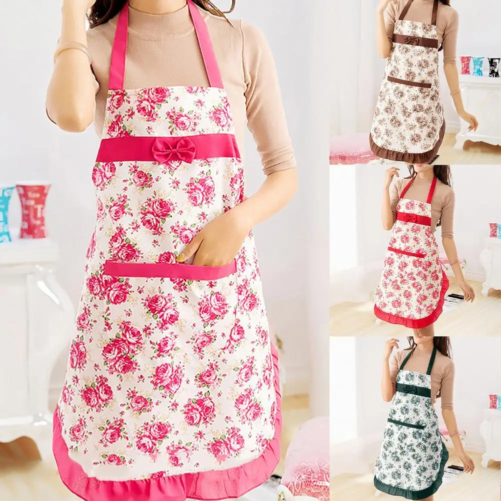 

Кухонный Фартук из полиэстера с цветочным принтом и бантом