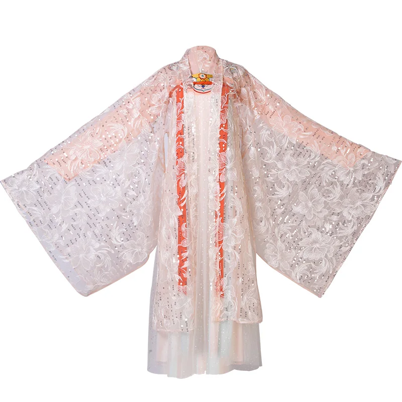 

of coloured glaze in tang hanfu female cat authentic original spends large vermilion orange sleeve shirt chest Ru skirt