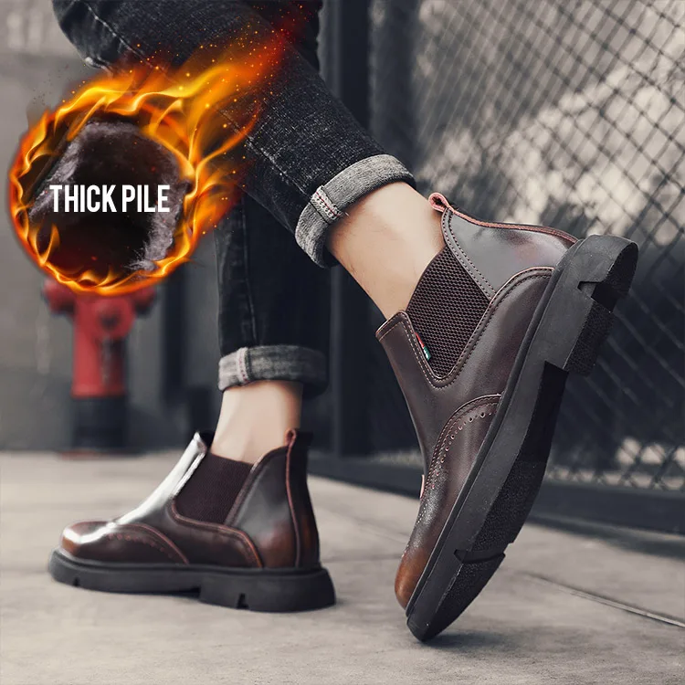 OSCO Men Boots Autumn Winter Ankle Fashion Footwear Lace Up Shoes Business Casual High Top | Обувь