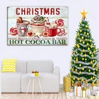 Фермерский Рождественский настенный фон, Рождественский плакат с горячей какао-палочкой, настенное искусство, домашний декор для гостиной, деревянная рамка