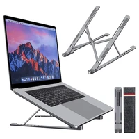 laptop stand foldable desktop holder portable computer laptop mount aluminum laptop riser with 8 levels height adjustment