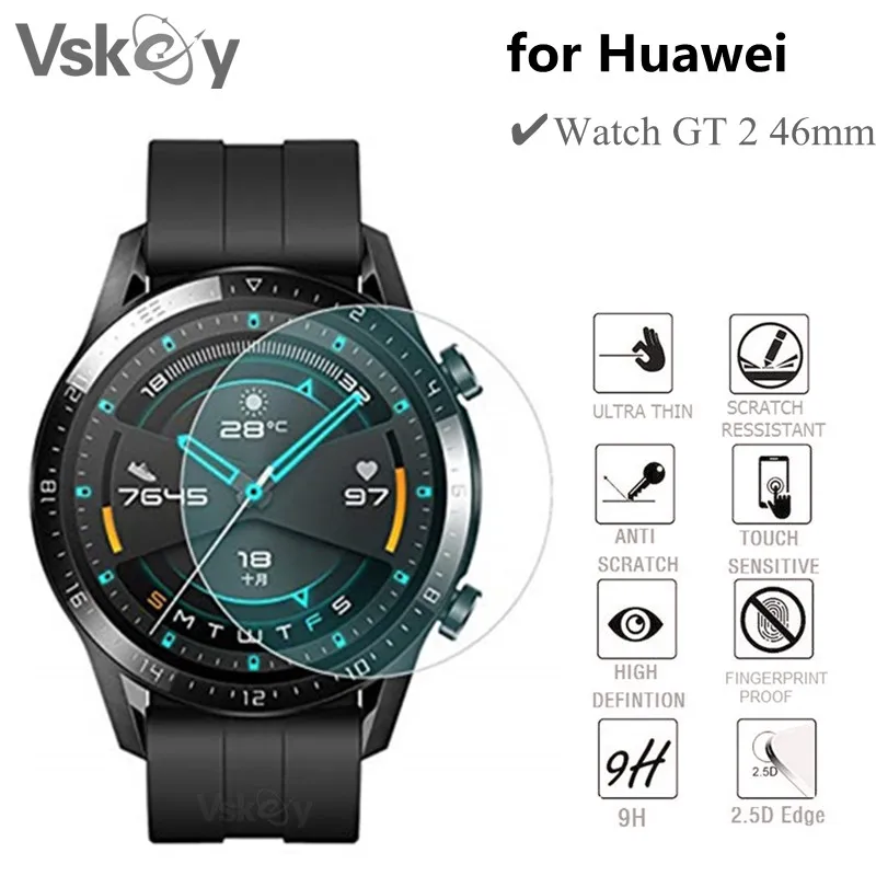 VSKEY 100 шт. закаленное стекло для Huawei Watch GT 2 46 мм защита экрана круглых умных часов
