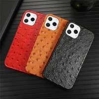 for iphone 12 5 4 6 1 6 7 leather phone case shockproof ostrich pattern protective back cover smartphone parts