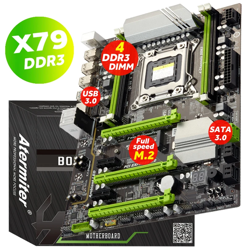 Atermiter X79T X79 Turbo материнская плата LGA2011 комбо E5-2640 V2 E5 2640 Процессор 4 шт х 4GB = 16 Гб DDR3
