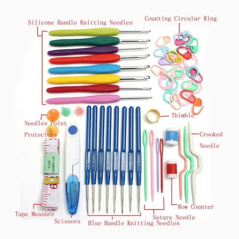 1 Set Crochet Hooks Needles Knit Kit Stitches Knitting Craft Case Quality in Yarn Hook Stitch Weave Accessories | Шиньоны и парики