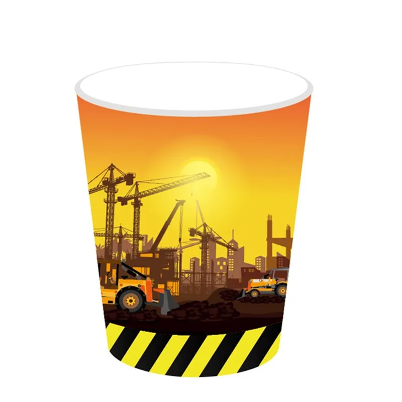 Строительство вечерние посуда тарелки автомобиль экскаватор с днем рождения