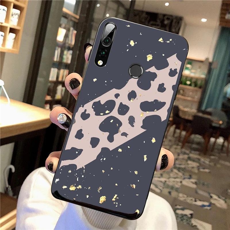 e Чехол TRISEOLY из золотистой фольги с леопардовым принтом для huawei P8 P9 P10 Lite Plus для mate 10 20 Pro Honor 6X9 8 Lite Nova 3 3i, мягкий чехол - Цвет: e