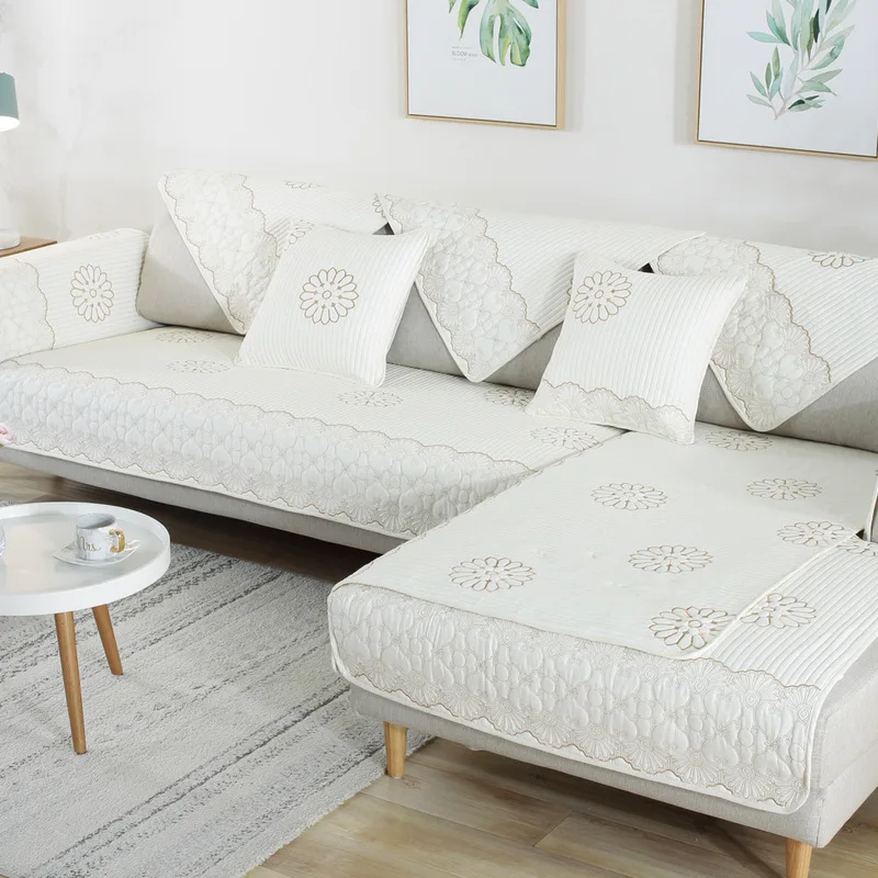 Чехлы для диванов с цветочной вышивкой толстая нескользящая полоска съемное