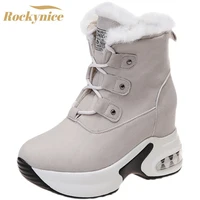 new women winter warm rabbit fur sneakers platform plush snow boots women ankle boots female chunky causal shoes boots for women