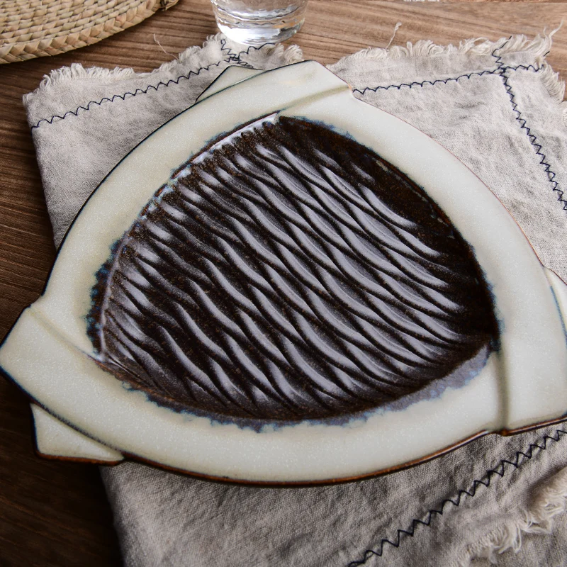 FANCITY Creative personality Japanese ancient kiln changed ceramic pottery characteristics restaurant tableware plate d | Дом и сад