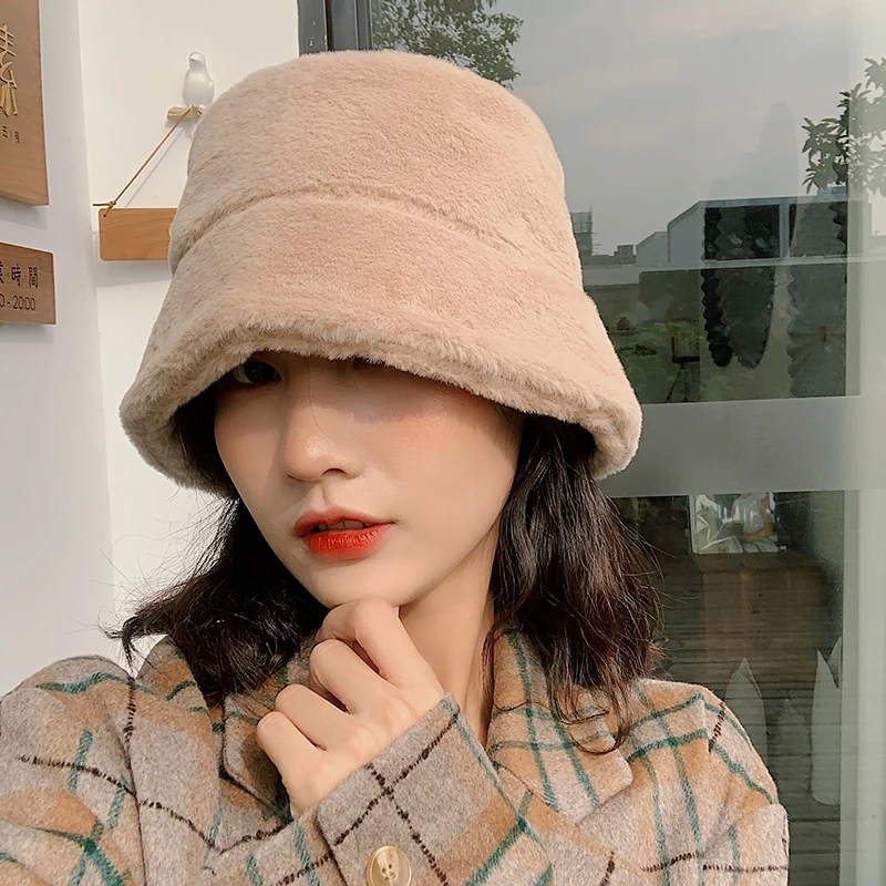 

2021 Internet Celebrity Japanese Fisherman Women's Autumn and Winter Wild Korean Style New Thickened Warm Plush Bucket Hat
