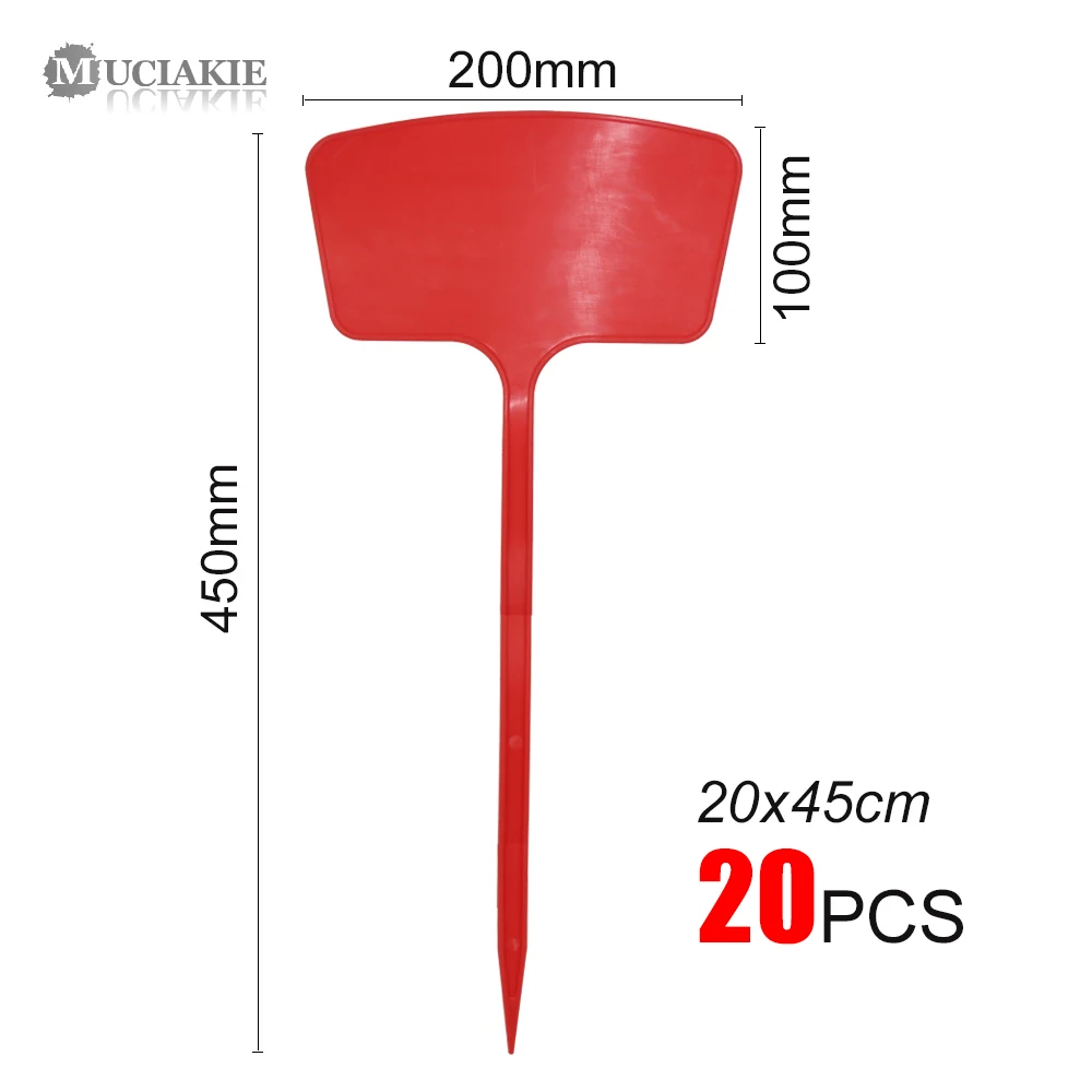 MUCIAKIE 20 шт. 20x45 см XXXL пластиковые этикетки для растений садовые маркеры T тип Садоводство Именные Бирки Красный Белый Синий Желтый Знак для деревьев