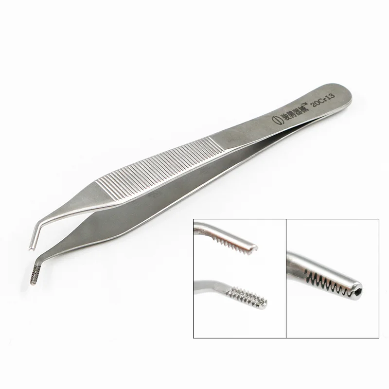 

Tiangong Juncheng Nasal Cartilage Tweezers Stainless Steel Fine Plastic Tweezers 7x7 Tooth Hooked Potbelly Tweezers Nose Cosmeti