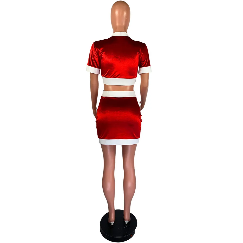 

Office Lady Velour Patchwork Suits Button Up Cardigan Crop Top and Package Hip Mini Skirt Bottom Elegant Fashion Club Party Sets
