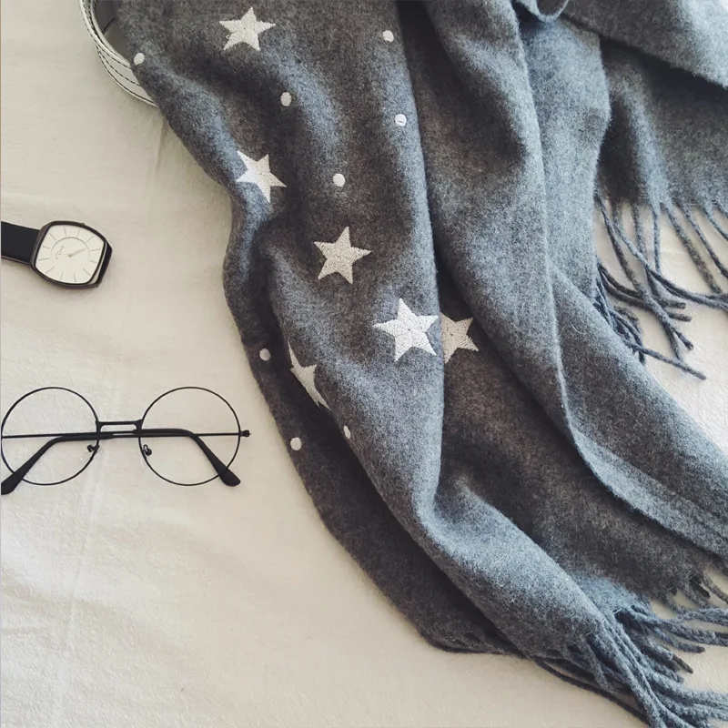 Зимний классический однотонный шарф кашемировая шаль Женская шерстяные женские