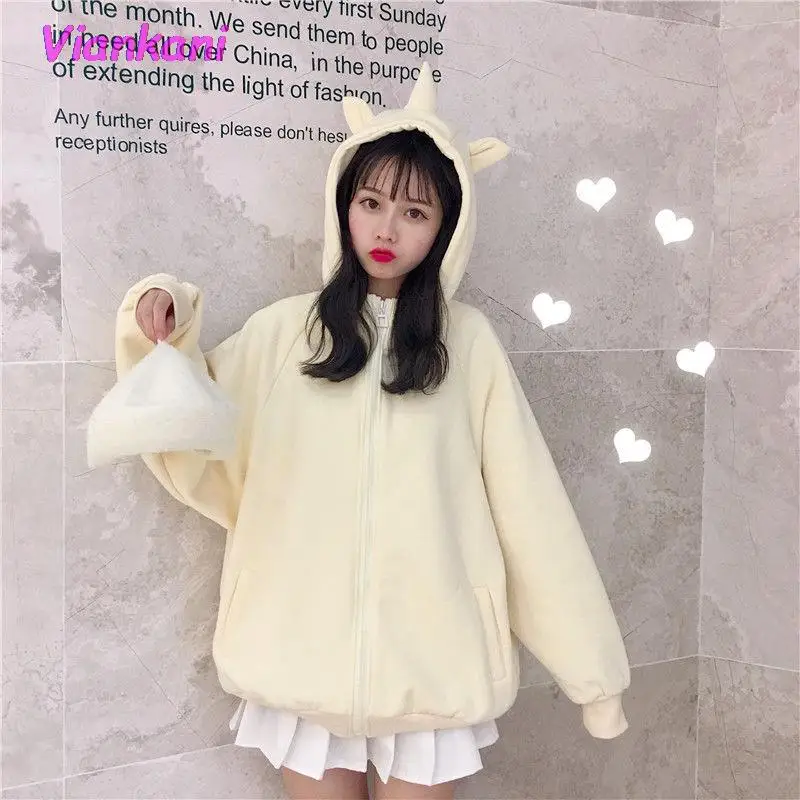 

Sweet Girl Winter Japan Cute Lolita Cotton Coat 2022 Moving Bunny Ears Harajuku Preppy Gentle Fairy Woman Faux Fur Jacket