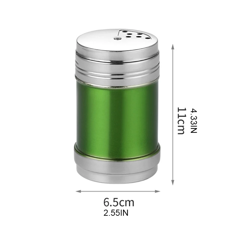 

808A Round Spice Shaker Jars Stainless Steel Condiment Seasoning Jar with Cover Spice Cruet Salt Storage Container Home Kitchen