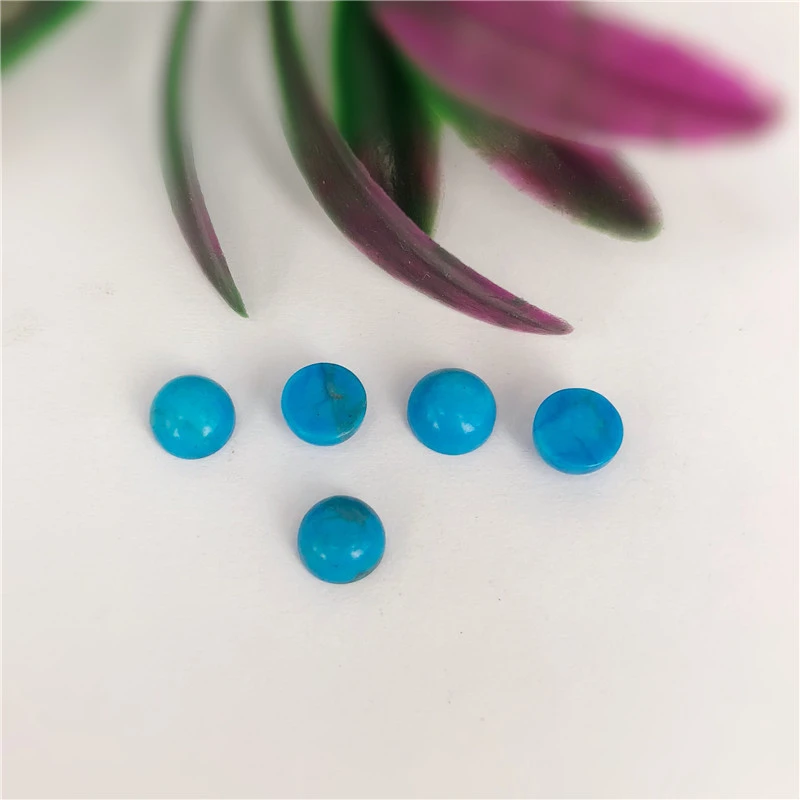 

Natural Turquoise Sleeping Beauty Ring Face Bare Stone Blue Turquoise Turquoise Half Round Egg Noodle 6mm